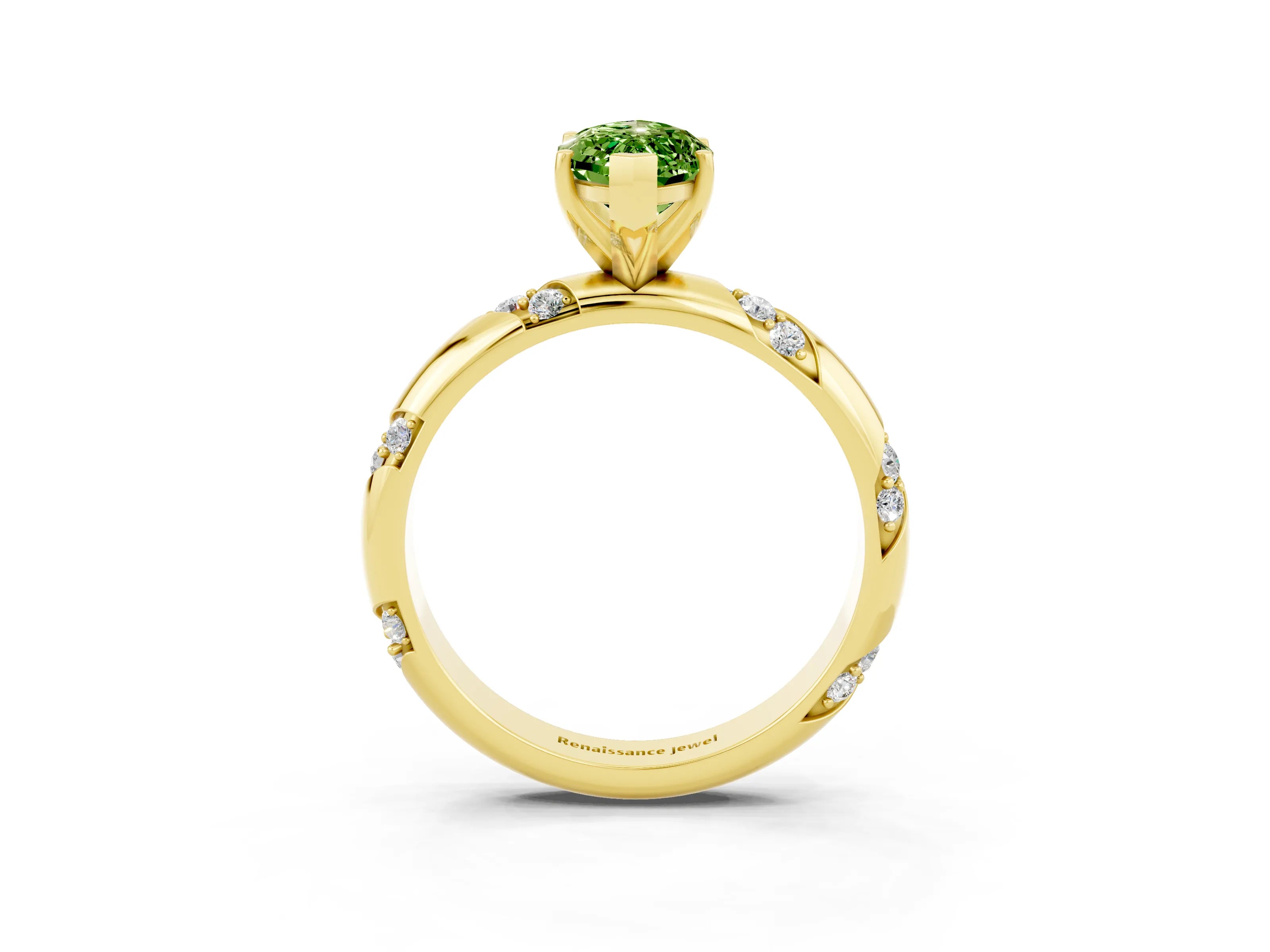 Yellow gold Marquise Cut Solitaire Diamond Engagement Ring with Twisted Pave Band and Four-Prong Setting_3