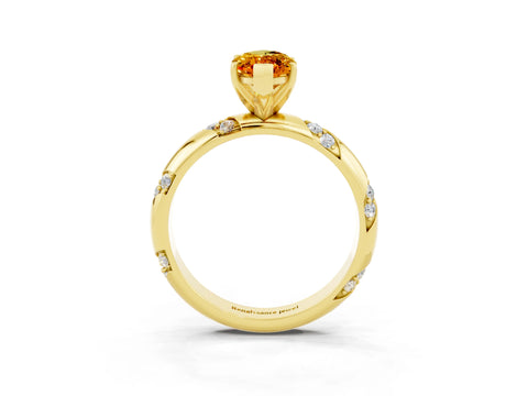 Yellow gold Marquise Cut Solitaire Diamond Engagement Ring with Twisted Pave Band and Four-Prong Setting_3