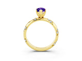 Yellow gold Marquise Cut Solitaire Diamond Engagement Ring with Twisted Pave Band and Four-Prong Setting_3