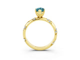 Yellow gold Marquise Cut Solitaire Diamond Engagement Ring with Twisted Pave Band and Four-Prong Setting_3