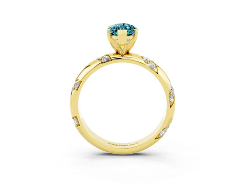Yellow gold Marquise Cut Solitaire Diamond Engagement Ring with Twisted Pave Band and Four-Prong Setting_3