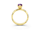 Yellow gold Marquise Cut Solitaire Diamond Engagement Ring with Twisted Pave Band and Four-Prong Setting_3
