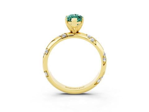 Yellow gold Marquise Cut Solitaire Diamond Engagement Ring with Twisted Pave Band and Four-Prong Setting_3