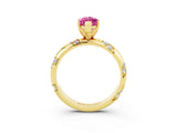 Yellow gold Marquise Cut Solitaire Diamond Engagement Ring with Twisted Pave Band and Four-Prong Setting_3