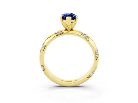 Yellow gold Marquise Cut Solitaire Diamond Engagement Ring with Twisted Pave Band and Four-Prong Setting_3