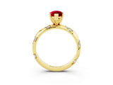 Yellow gold Marquise Cut Solitaire Diamond Engagement Ring with Twisted Pave Band and Four-Prong Setting_3