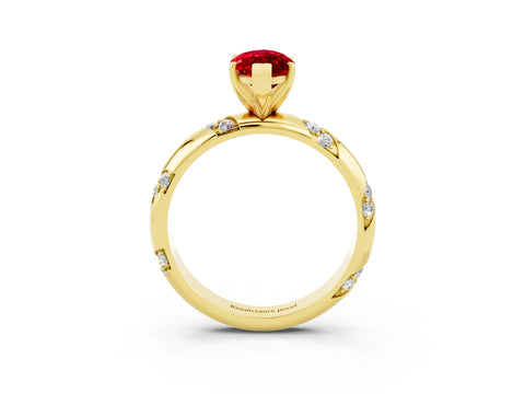 Yellow gold Marquise Cut Solitaire Diamond Engagement Ring with Twisted Pave Band and Four-Prong Setting_3