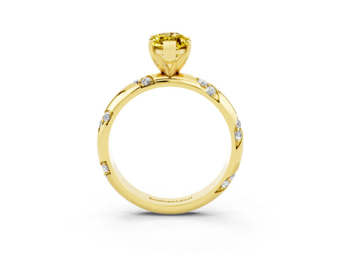 Yellow gold Marquise Cut Solitaire Diamond Engagement Ring with Twisted Pave Band and Four-Prong Setting_3