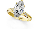 Yellow gold Marquise Cut Solitaire Diamond Engagement Ring with Twisted Pave Band and Four-Prong Setting_4