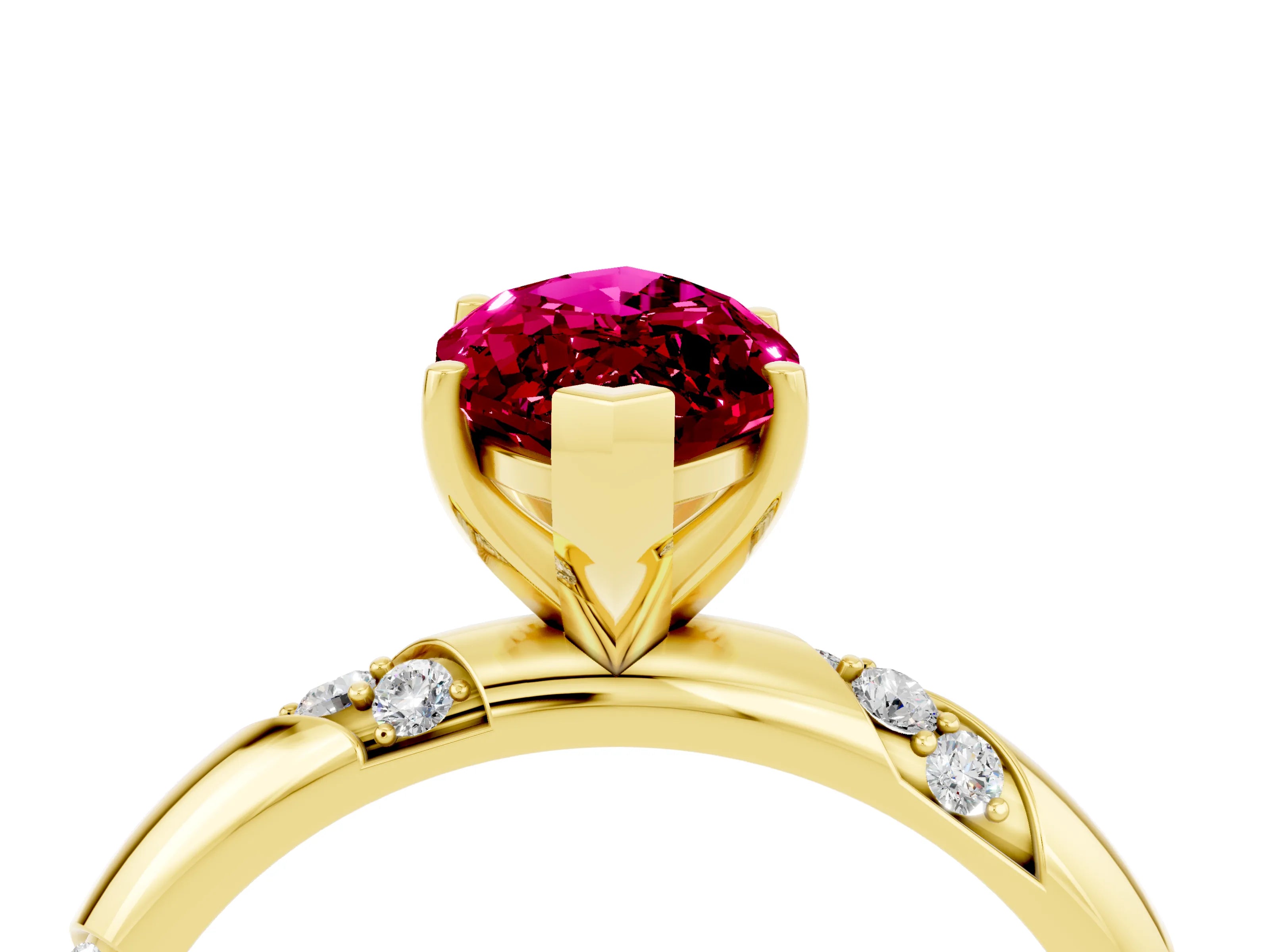 Yellow gold Marquise Cut Solitaire Diamond Engagement Ring with Twisted Pave Band and Four-Prong Setting_4