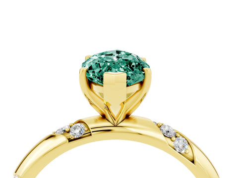 Yellow gold Marquise Cut Solitaire Diamond Engagement Ring with Twisted Pave Band and Four-Prong Setting_4