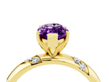Yellow gold Marquise Cut Solitaire Diamond Engagement Ring with Twisted Pave Band and Four-Prong Setting_4