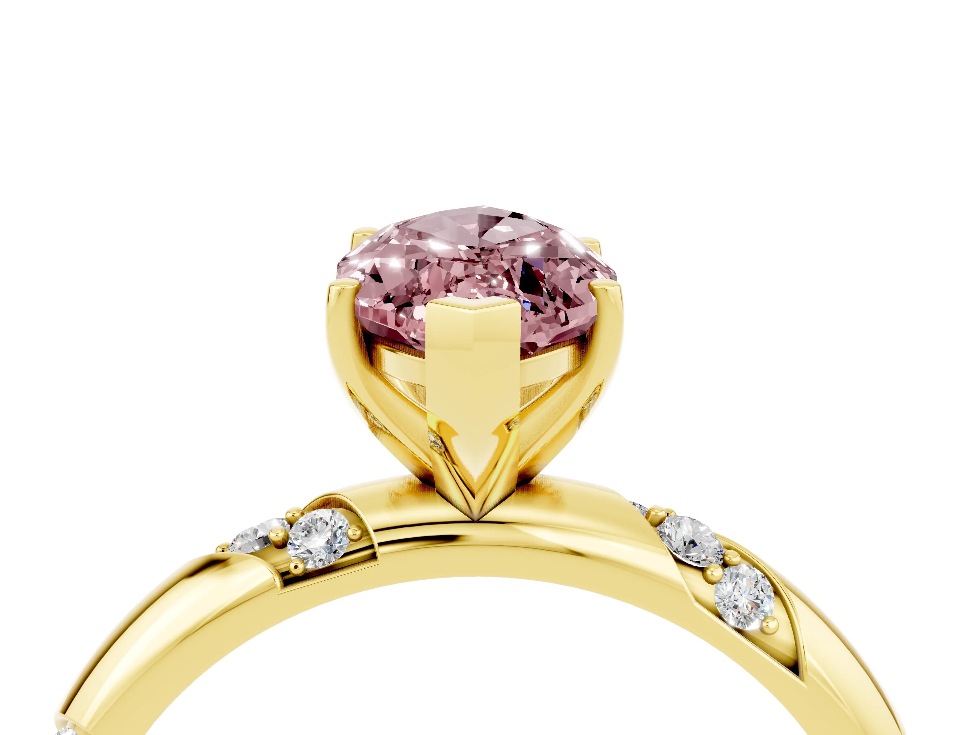 Yellow gold Marquise Cut Solitaire Diamond Engagement Ring with Twisted Pave Band and Four-Prong Setting_4