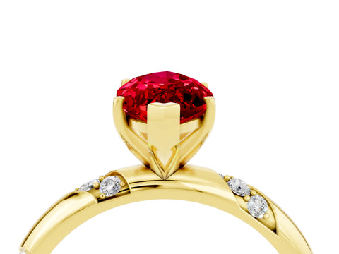 Yellow gold Marquise Cut Solitaire Diamond Engagement Ring with Twisted Pave Band and Four-Prong Setting_4