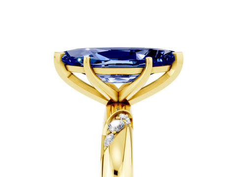 Yellow gold Marquise Cut Solitaire Diamond Engagement Ring with Twisted Pave Band and Four-Prong Setting_5