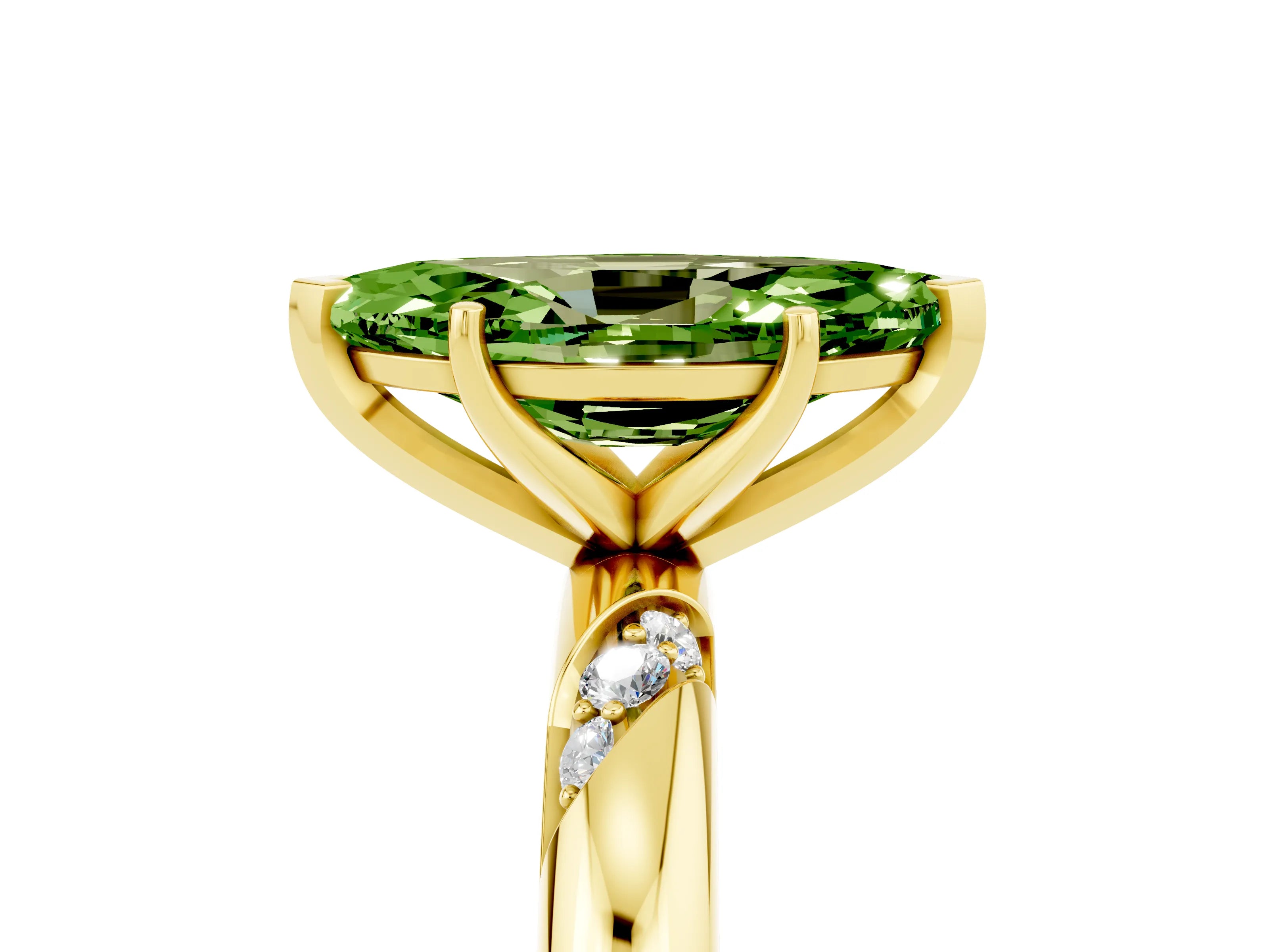 Yellow gold Marquise Cut Solitaire Diamond Engagement Ring with Twisted Pave Band and Four-Prong Setting_5