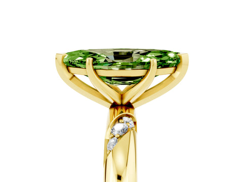 Yellow gold Marquise Cut Solitaire Diamond Engagement Ring with Twisted Pave Band and Four-Prong Setting_5