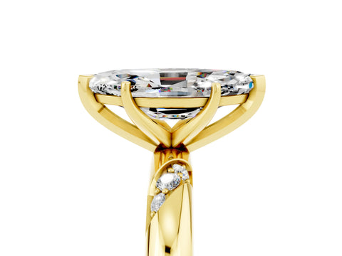 Yellow gold Marquise Cut Solitaire Diamond Engagement Ring with Twisted Pave Band and Four-Prong Setting_5