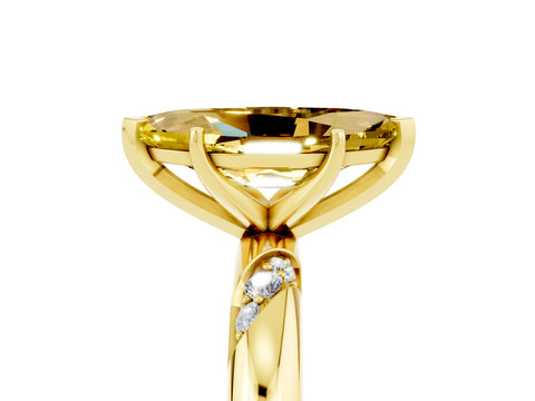 Yellow gold Marquise Cut Solitaire Diamond Engagement Ring with Twisted Pave Band and Four-Prong Setting_5