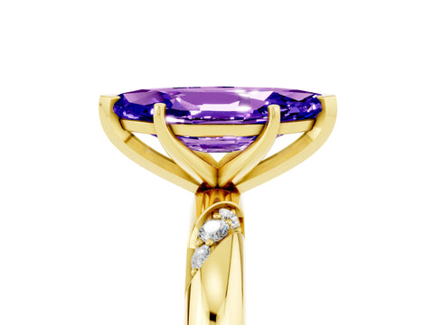Yellow gold Marquise Cut Solitaire Diamond Engagement Ring with Twisted Pave Band and Four-Prong Setting_5