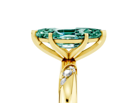 Yellow gold Marquise Cut Solitaire Diamond Engagement Ring with Twisted Pave Band and Four-Prong Setting_5