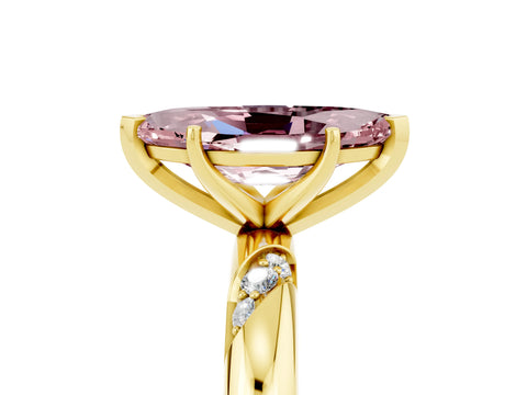 Yellow gold Marquise Cut Solitaire Diamond Engagement Ring with Twisted Pave Band and Four-Prong Setting_5