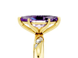 Yellow gold Marquise Cut Solitaire Diamond Engagement Ring with Twisted Pave Band and Four-Prong Setting_5