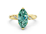 Yellow gold Marquise Cut Solitaire Diamond Engagement Ring with Twisted Pave Band and Four-Prong Setting