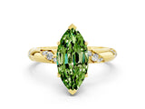 Yellow gold Marquise Cut Solitaire Diamond Engagement Ring with Twisted Pave Band and Four-Prong Setting