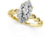 Yellow gold Marquise Cut Solitaire Diamond Ring with Infinity Twist Band and Four-Prong Setting_34