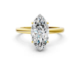 Yellow gold Marquise Cut Solitaire Diamond Ring with Prong Setting and Plain Band_7