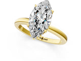 Yellow gold Marquise Cut Solitaire Diamond Ring with Prong Setting and Plain Band_8