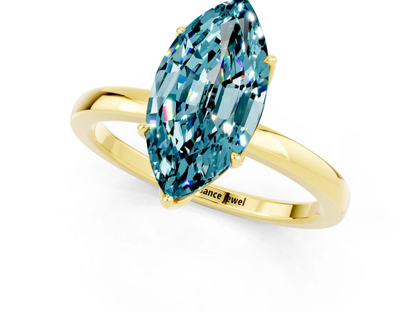 Yellow gold Marquise Cut Solitaire Diamond Ring with Thin Band and Four-Prong Setting