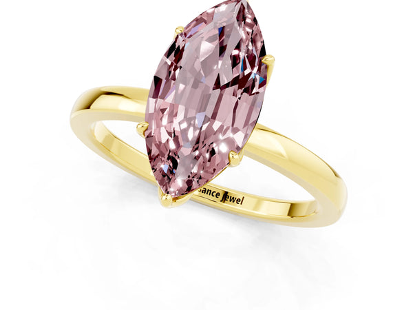 Yellow gold Marquise Cut Solitaire Diamond Ring with Thin Band and Four-Prong Setting