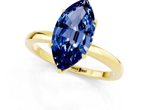 Yellow gold Marquise Cut Solitaire Diamond Ring with Thin Band and Four-Prong Setting_1