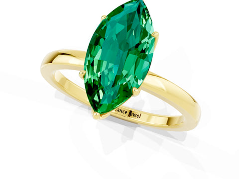 Yellow gold Marquise Cut Solitaire Diamond Ring with Thin Band and Four-Prong Setting_1