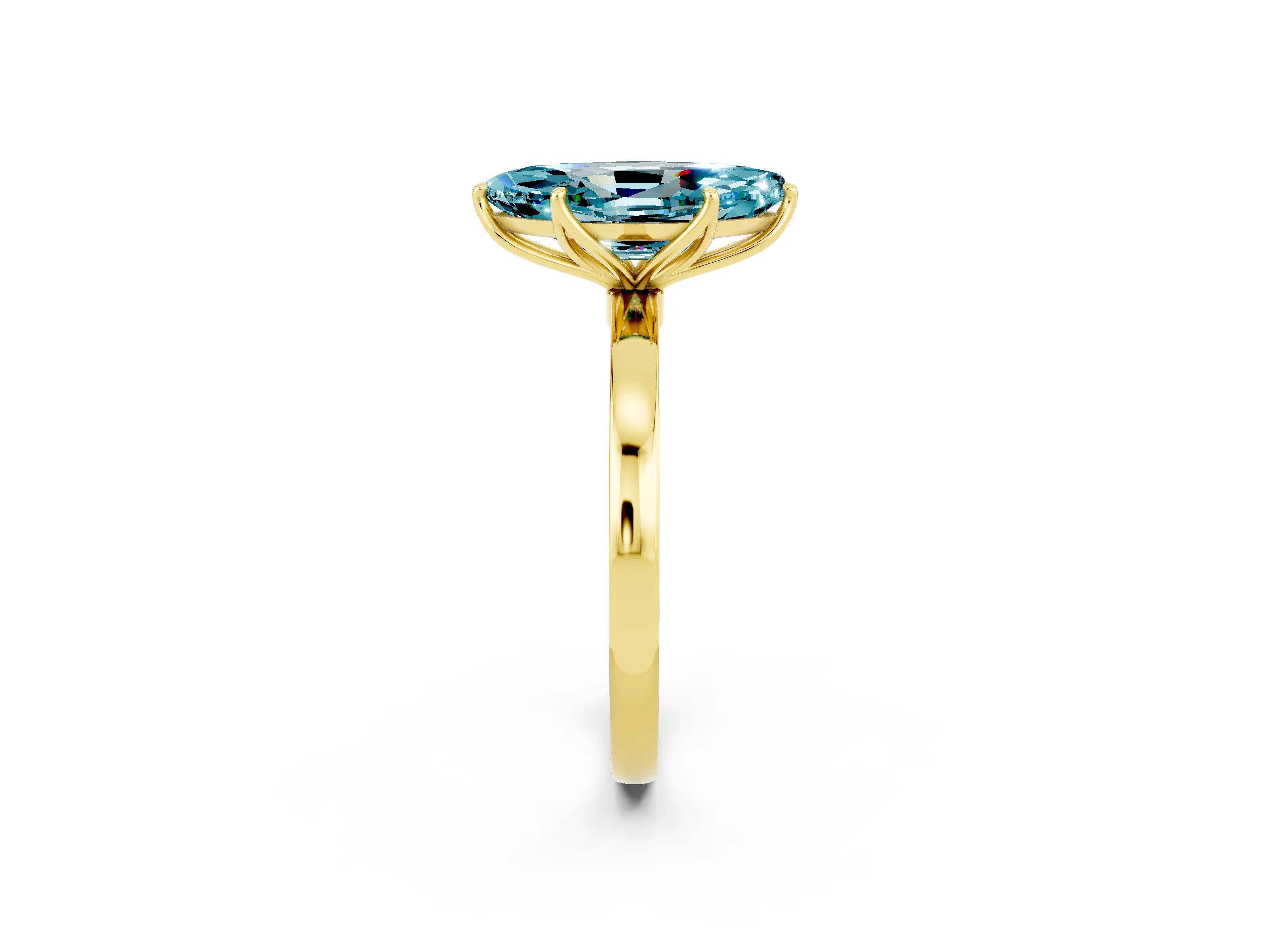 Yellow gold Marquise Cut Solitaire Diamond Ring with Thin Band and Four-Prong Setting_2