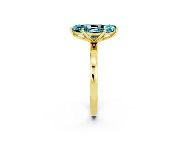Yellow gold Marquise Cut Solitaire Diamond Ring with Thin Band and Four-Prong Setting