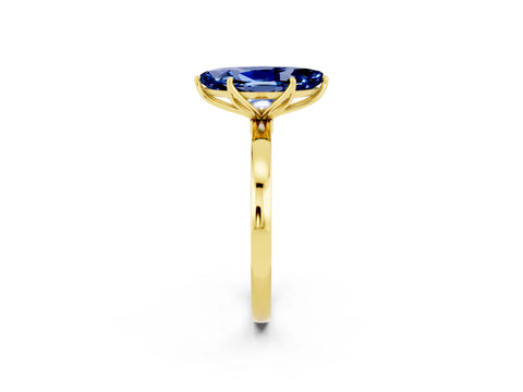 Yellow gold Marquise Cut Solitaire Diamond Ring with Thin Band and Four-Prong Setting_2