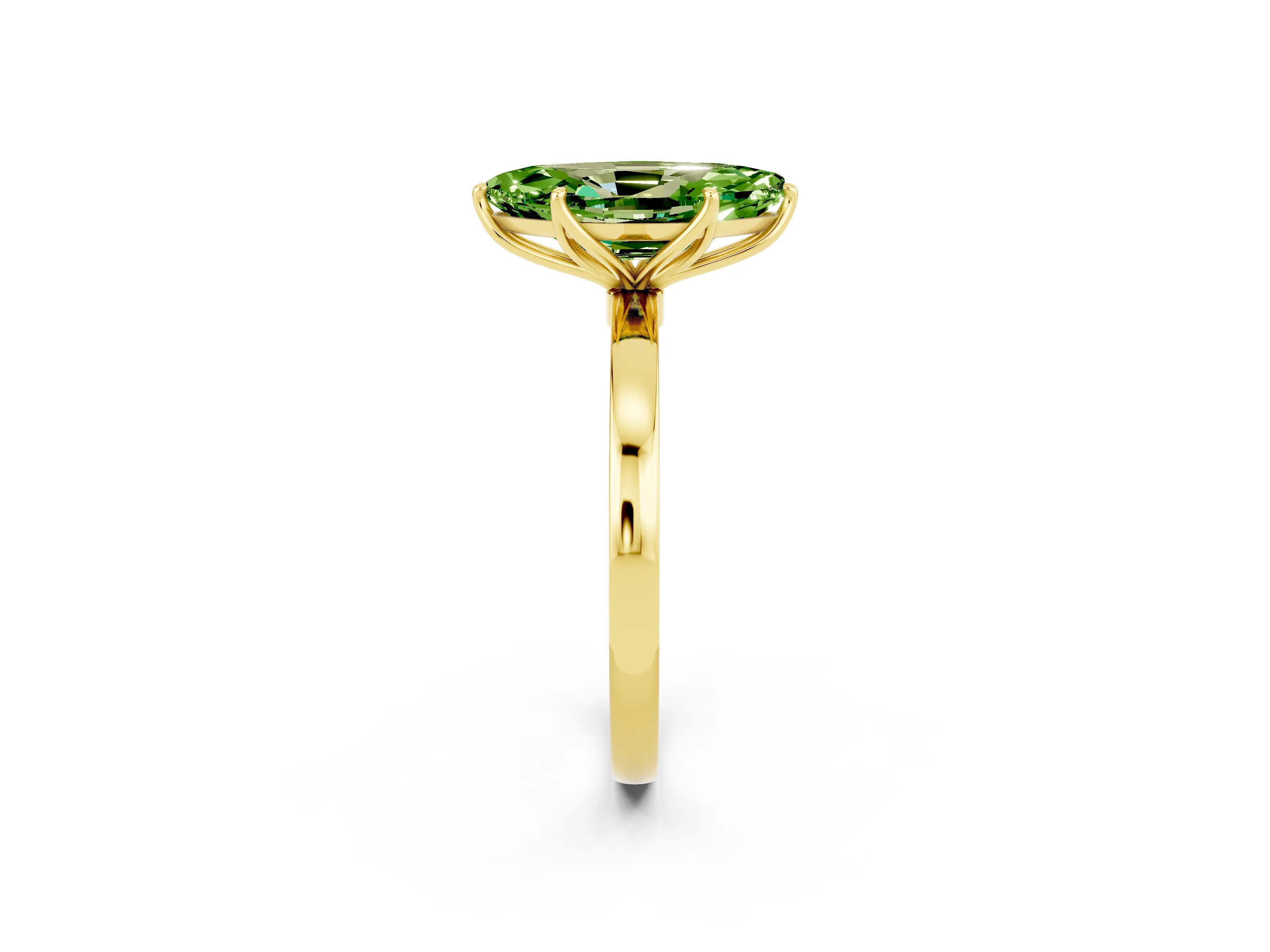 Yellow gold Marquise Cut Solitaire Diamond Ring with Thin Band and Four-Prong Setting_2