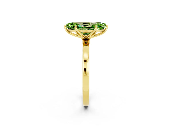 Yellow gold Marquise Cut Solitaire Diamond Ring with Thin Band and Four-Prong Setting