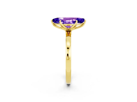 Yellow gold Marquise Cut Solitaire Diamond Ring with Thin Band and Four-Prong Setting_2