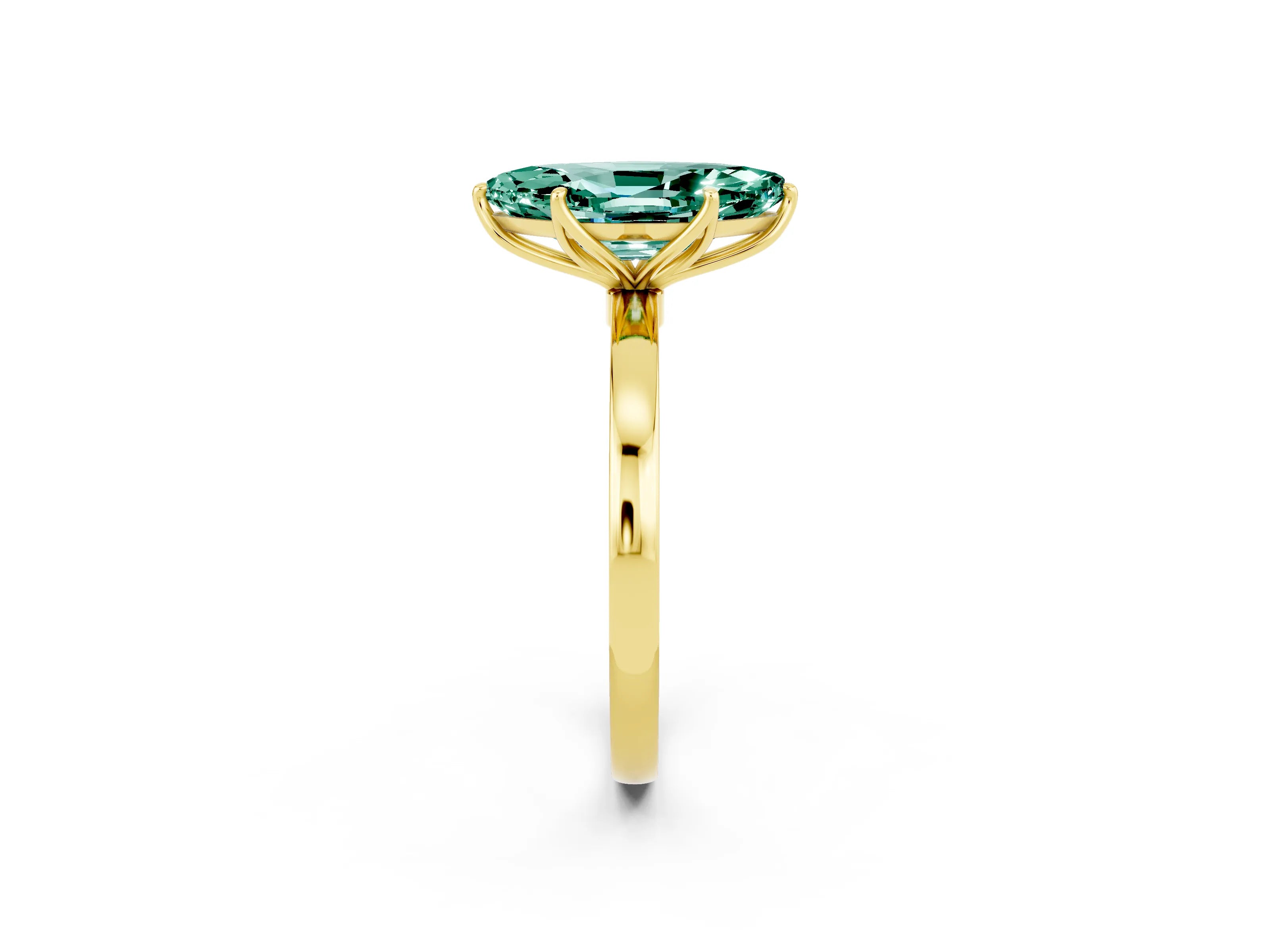 Yellow gold Marquise Cut Solitaire Diamond Ring with Thin Band and Four-Prong Setting_2