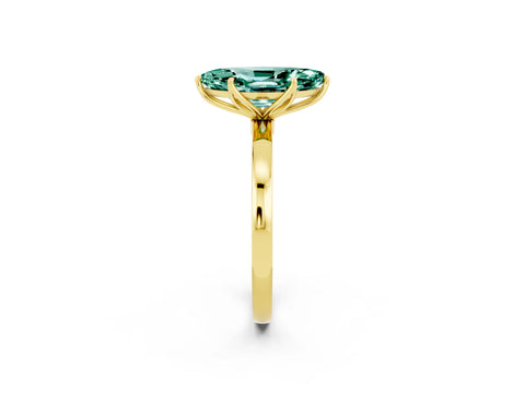 Yellow gold Marquise Cut Solitaire Diamond Ring with Thin Band and Four-Prong Setting_2