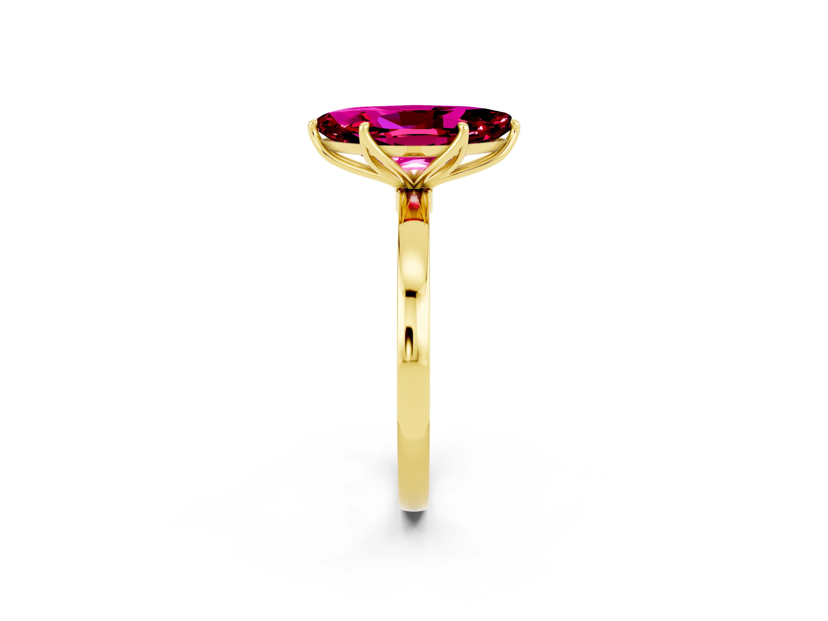 Yellow gold Marquise Cut Solitaire Diamond Ring with Thin Band and Four-Prong Setting_2