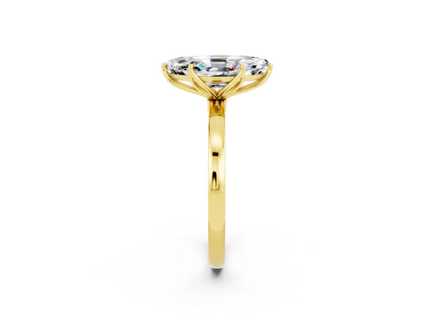 Yellow gold Marquise Cut Solitaire Diamond Ring with Thin Band and Four-Prong Setting_2