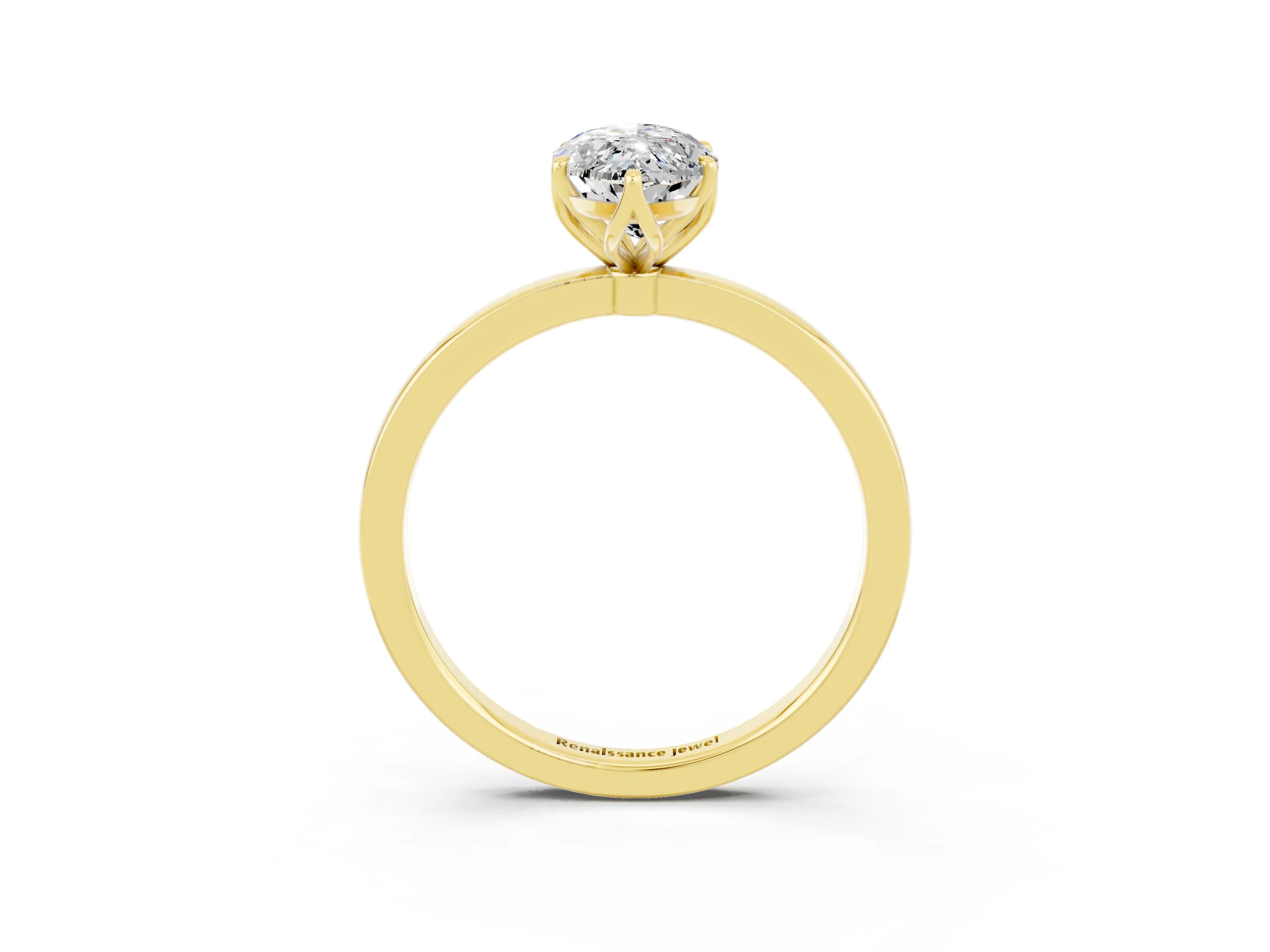 Yellow gold Marquise Cut Solitaire Diamond Ring with Thin Band and Four-Prong Setting_3