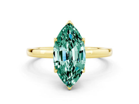 Yellow gold Marquise Cut Solitaire Diamond Ring with Thin Band and Four-Prong Setting