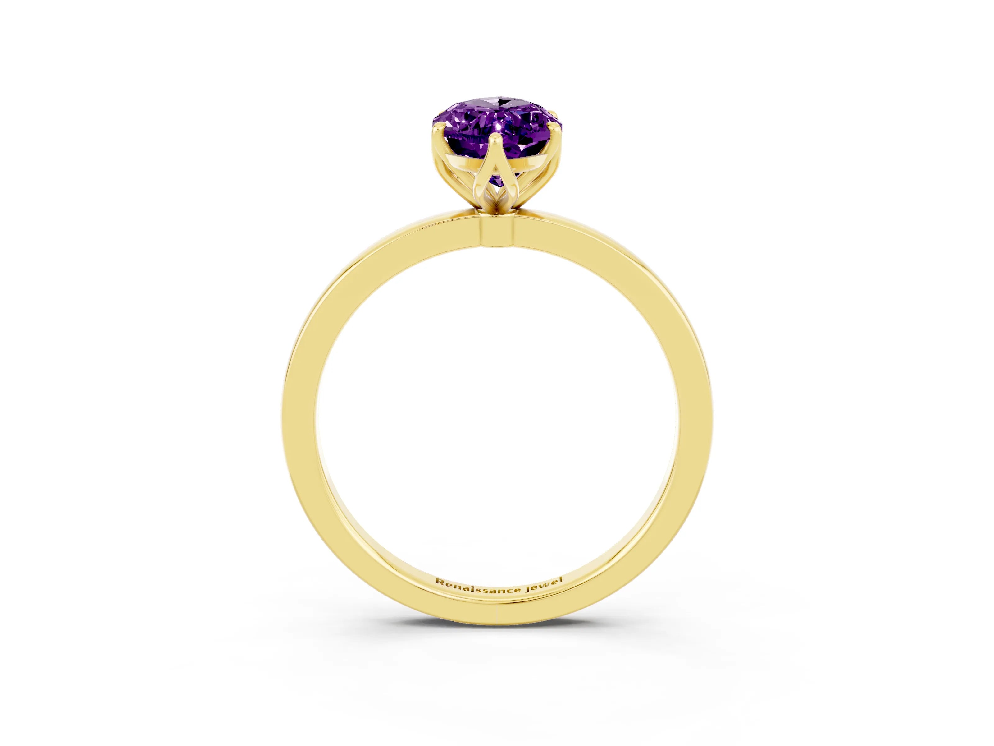 Yellow gold Marquise Cut Solitaire Diamond Ring with Thin Band and Four-Prong Setting_3
