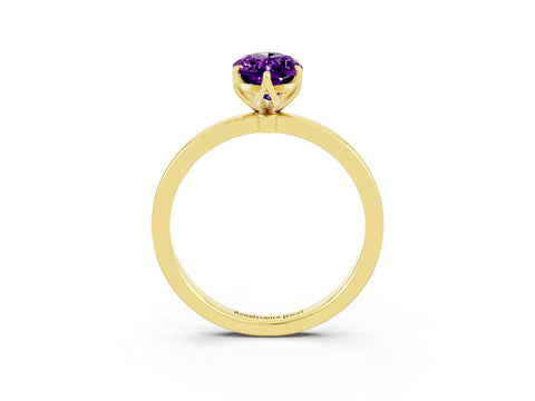 Yellow gold Marquise Cut Solitaire Diamond Ring with Thin Band and Four-Prong Setting_3